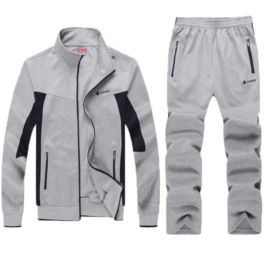 Men’s Premium Two-Tone Tracksuit Set – Sportswear Jacket & Jogger Pants