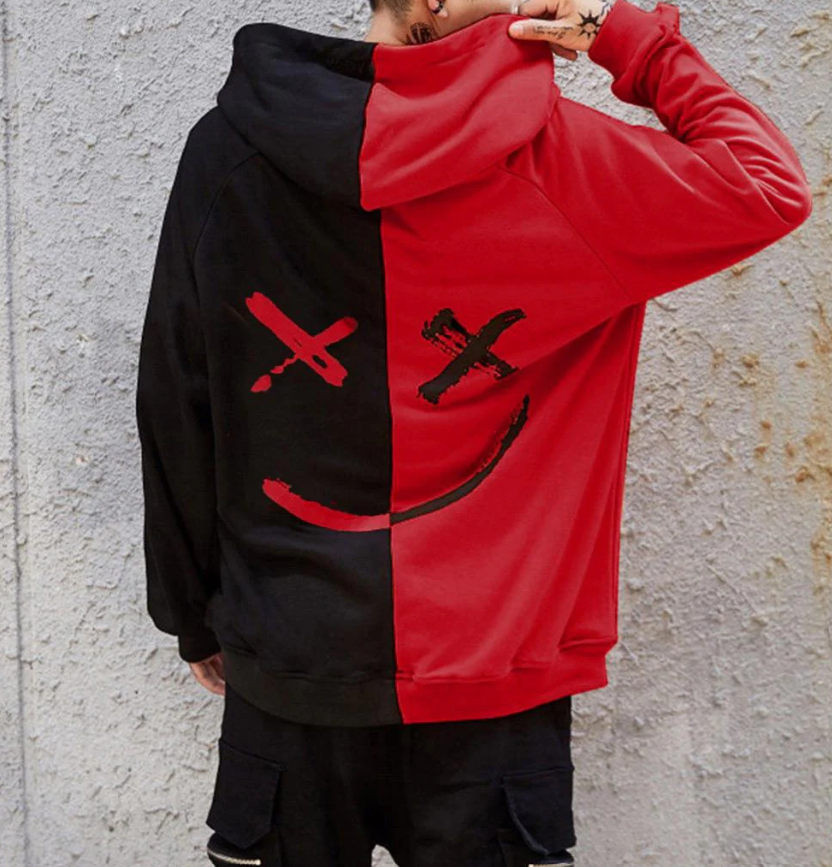 Unisex Oversized Hoodie with Smiley Face Back Print