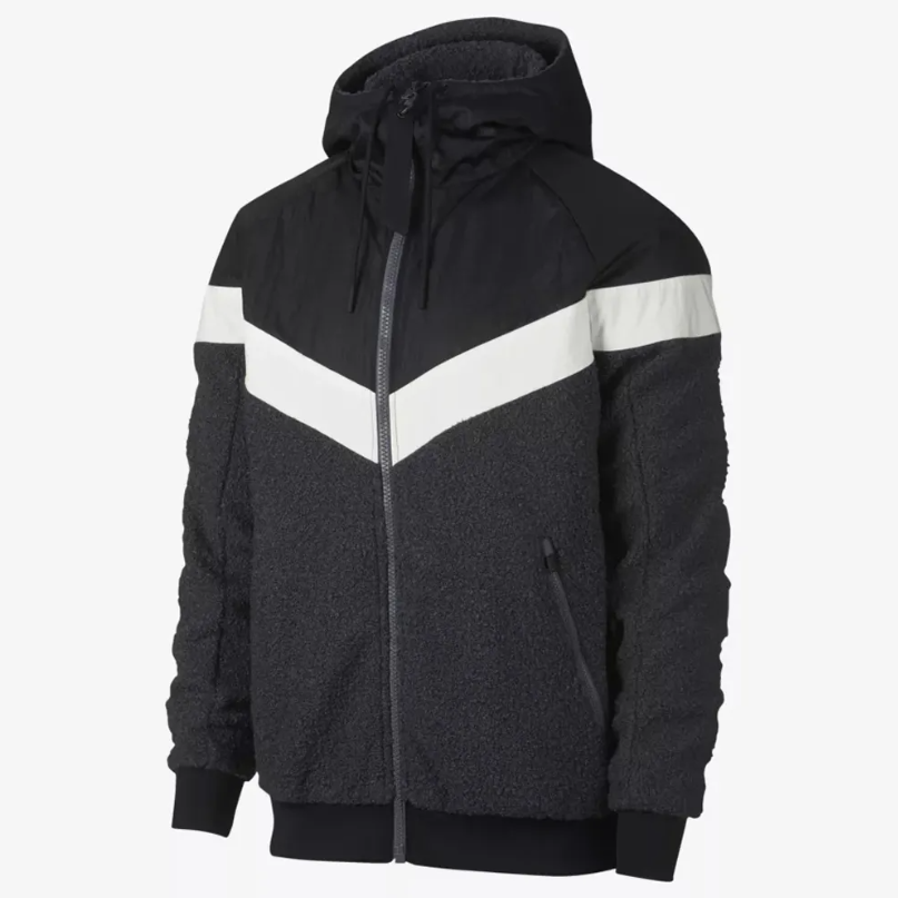 Men’s Winter Hooded Tracksuit – Black & Grey Sherpa Fleece Jacket with Trouser