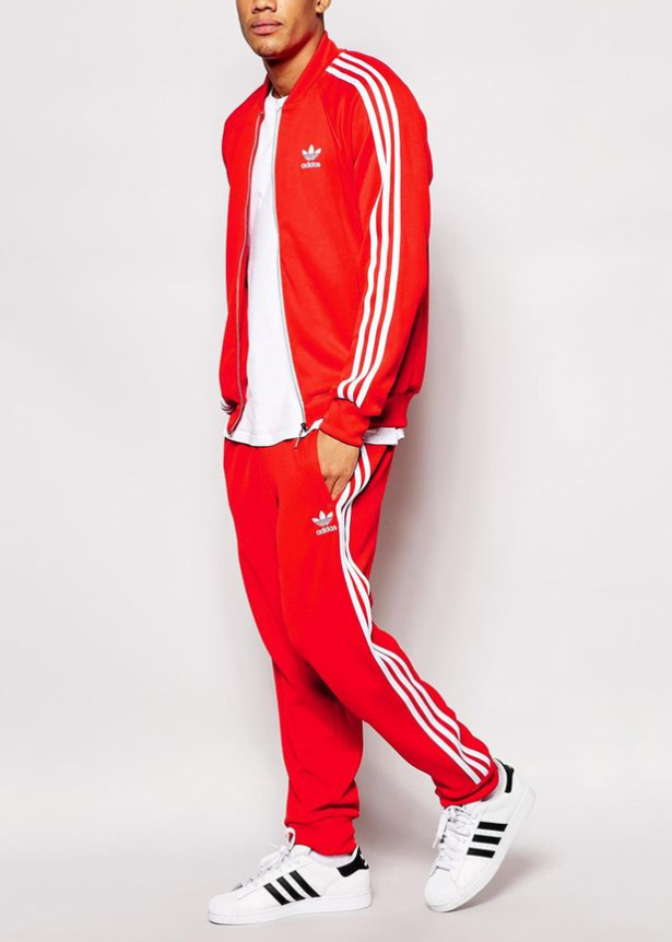 Adidas Red 3-Stripes Men’s Tracksuit Set