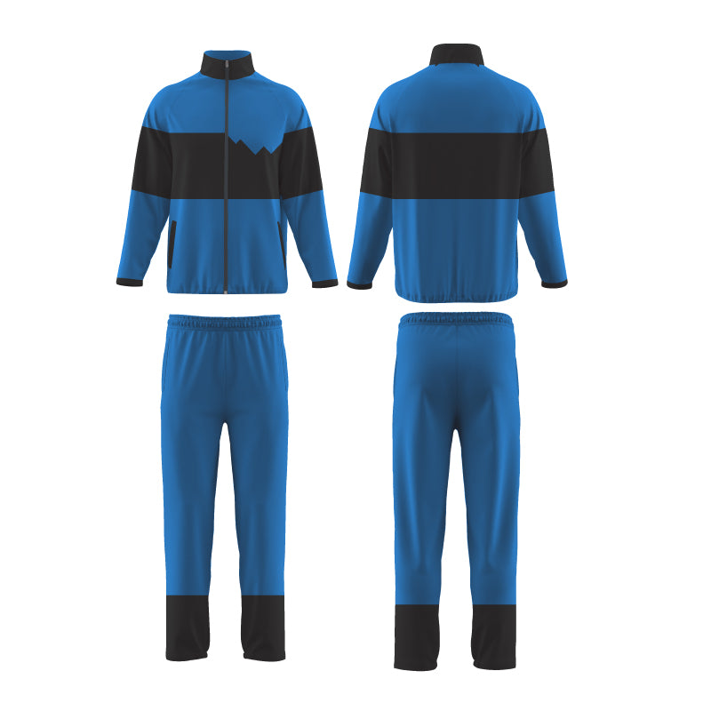 Men’s Colorblock Tracksuit – Blue & Black Panel Design