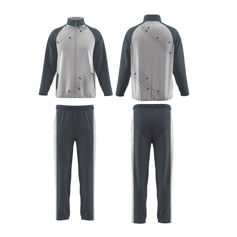 Men’s Performance Tracksuit – Grey & Graphite with Diagonal Line Design