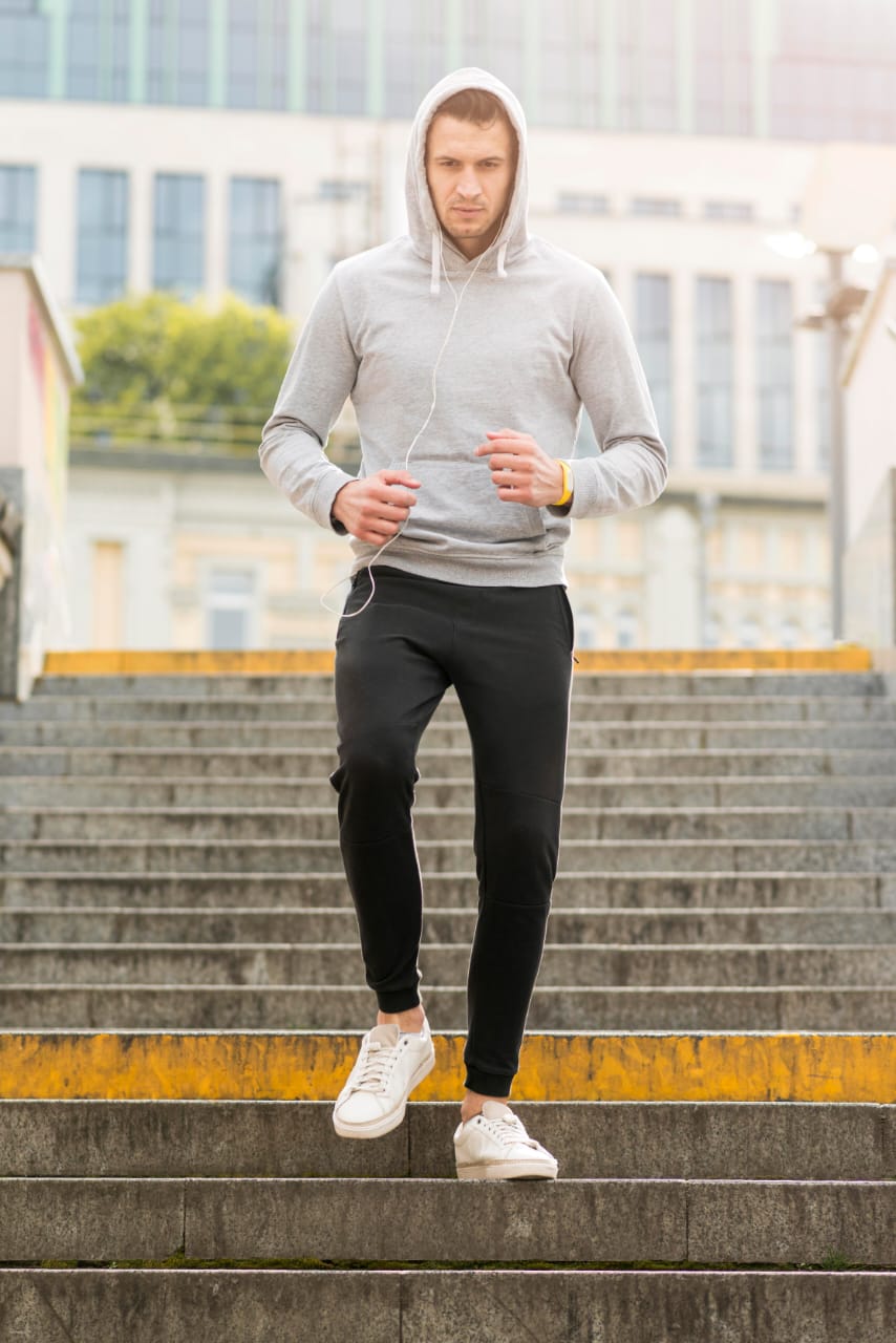 Men’s Active Fit Jogging Tracksuit – Grey & Black | Lightweight Cotton-Blend Performance Set