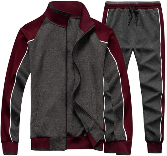 Men’s Premium 2-Piece Tracksuit – Athletic Fit, Stylish Color Block Design