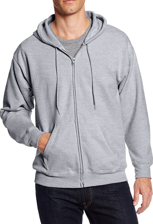 Men’s Full-Zip Fleece Hoodie – Casual Pullover Sweatshirt with Drawstring Hood