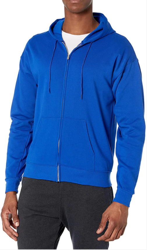 Royal Blue Full-Zip Hoodie – Premium Cotton Blend for Men