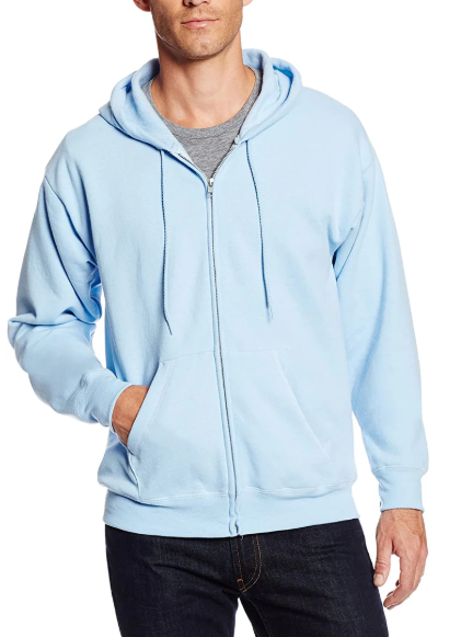 Light Blue Premium Zip-Up Hoodie for Men