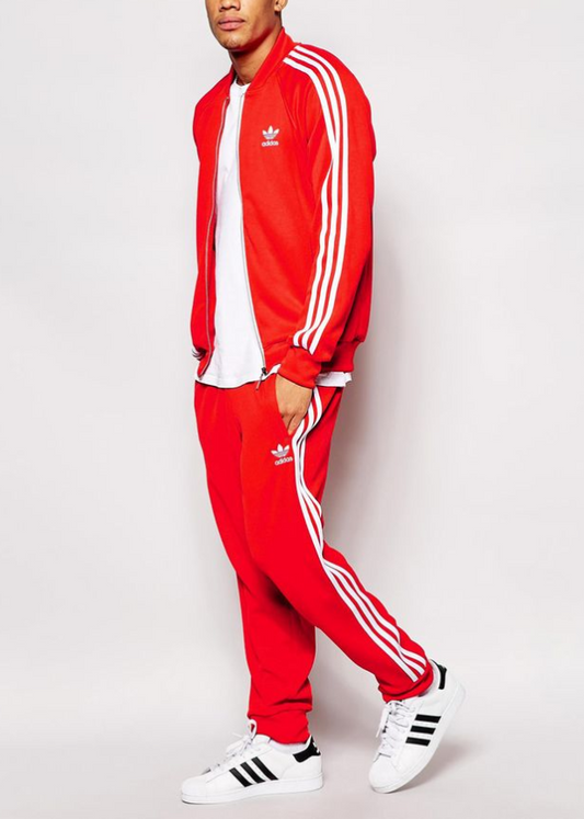 Adidas Red 3-Stripes Men’s Tracksuit Set