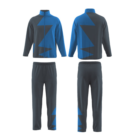 Men's Sports Tracksuit Set – Blue & Grey | Polyester Blend