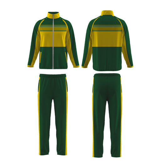 Men's Green & Yellow Tracksuit Set | Polyester Fabric