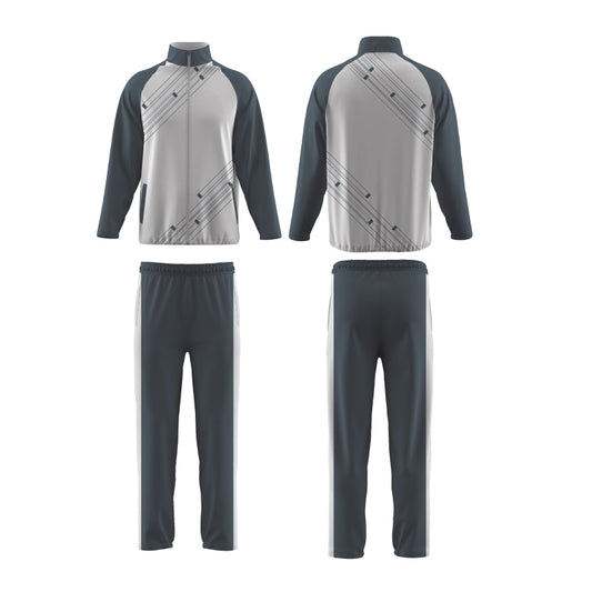 Men’s Performance Tracksuit – Grey & Graphite with Diagonal Line Design